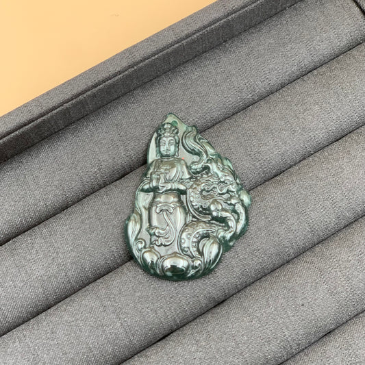 Mặt Dây Chuyền Quan Âm Cưỡi Rồng Ngọc A