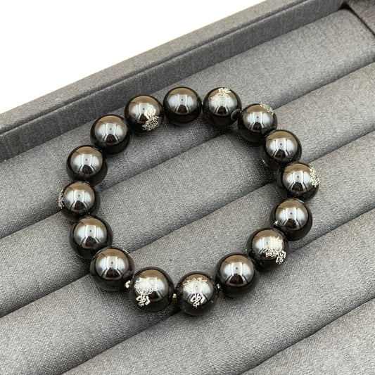 Vòng Tay Mã Não Khắc Chữ 14 mm