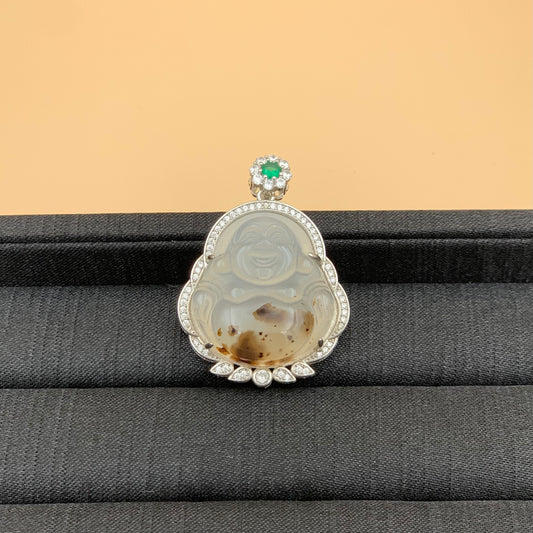 Mặt Dây Chuyền Phật Di Lặc Chacedong Khung Bạc