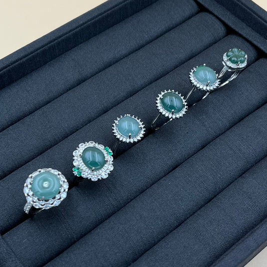 Nhẫn Ngọc Jade Khung Hợp Kim